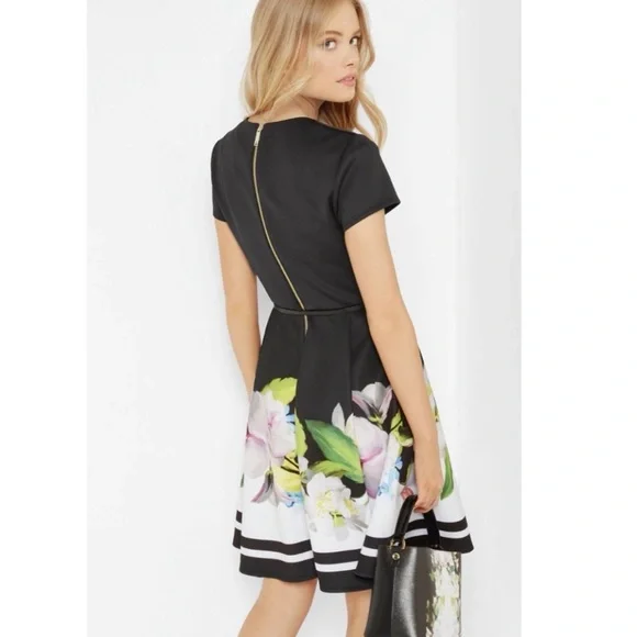 Ted Baker Black Floral Midi Dress - Picture 6 of 14